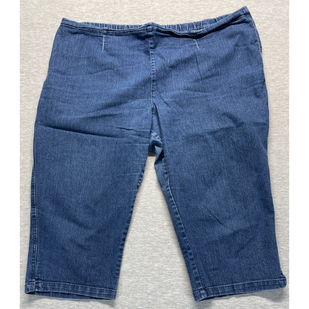 White Stag Denim Capri Jeans Womens 18 Blue Medium Wash Stretch Elastic Waist